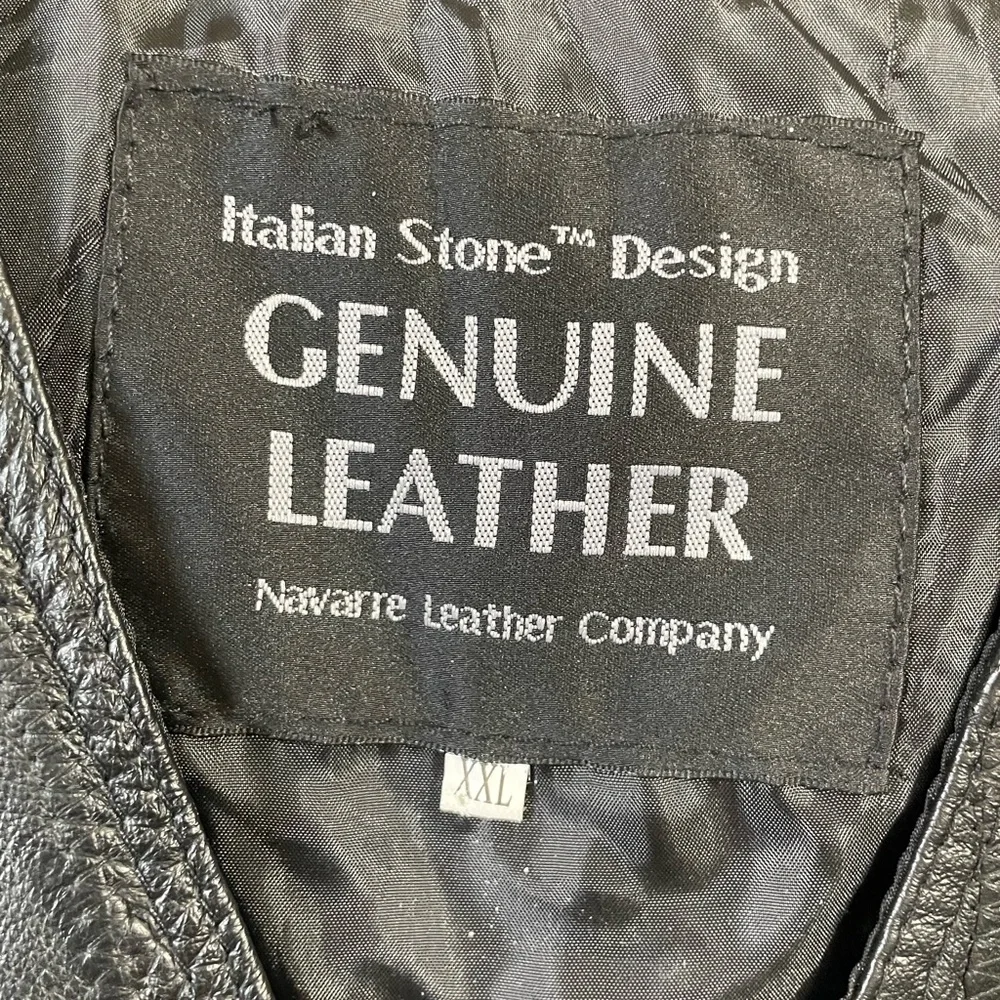 Genuine Leather Black Western Biker Vest 2XL XXL Rider Navarre Leather Company